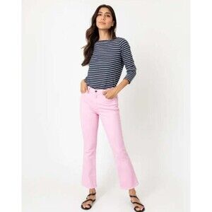 ANN MASHBURN Cropped Five Pocket Flare Leg Jeans In Light Pink Size 30 Preppy